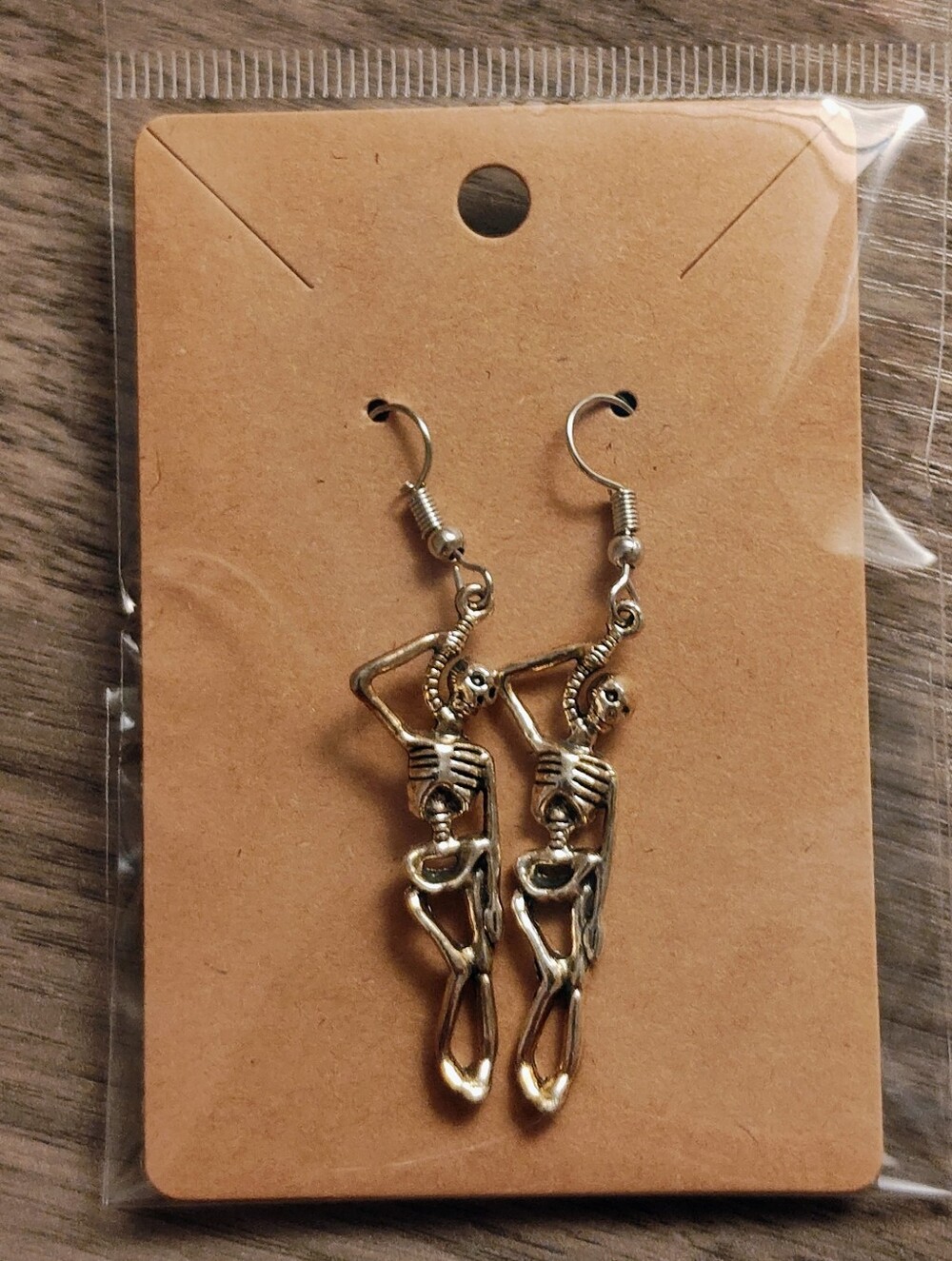 Silver Tone Skeleton Dangle Earrings